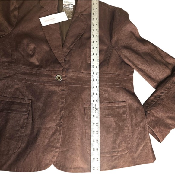 Motherhood Maternity Classic Blazer Linen Brown L New - Picture 8 of 9